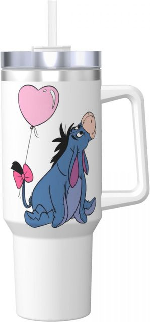 Potdemiel Thermobecher aus Edelstahl mit Winnie the Pooh und Eeyore Motiv in Weiß, B/T/H: 23,7 x 10,0 cm - Bild 1