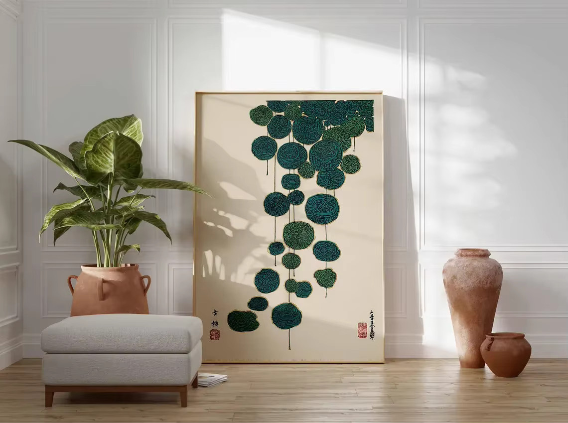 Minimalistischer SHENCHEN Lotus-Kunstdruck im Portraitformat als Zen-Wandkunst für deine asiatisch inspirierte Heimdekoration - Bild 3