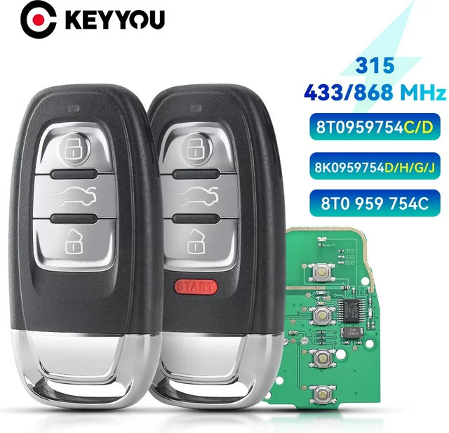Keyyou Auto Fernbedienung Schlüssel für Audi A4 A4L A5 Q5 in Schwarz - Bild 1