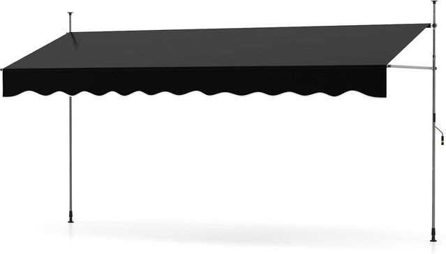 GOFLAME Klemmmarkise ohne Bohren, höhenverstellbarer Sonnenschutz für den Balkon, UV-beständig, Schwarz, Breite: 400 cm - Bild 1
