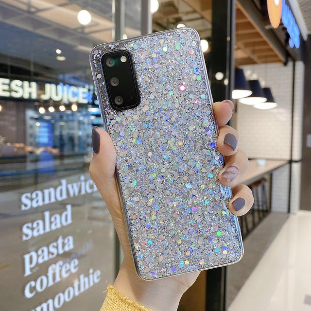 Luxus Silikonhülle mit Pailletten und Glitzer für Samsung Galaxy S21 Ultra 5G S20 FE S10 Plus A52 A12 A72 A51 A71 A50 A41 in Silber und Multicolour - Bild 1