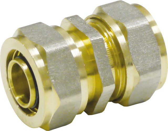 PIPETEC Schraubfitting Kupplung aus Messing 16 x 16 mm in Gold - Bild 1