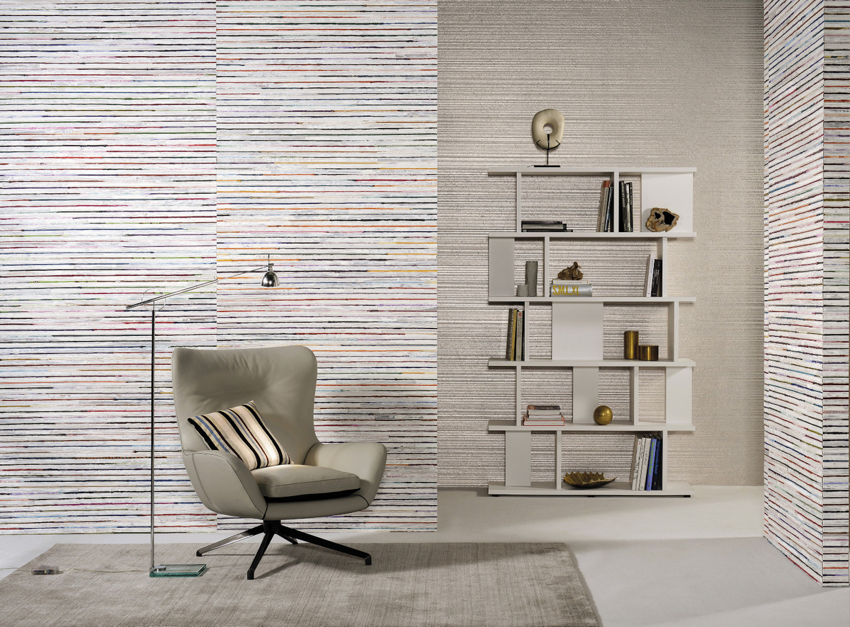 Omexco Tapete Seraya 14 SRA1401 Multicolour Vlies Tapete mit Natur- und Streifenmuster - Bild 1