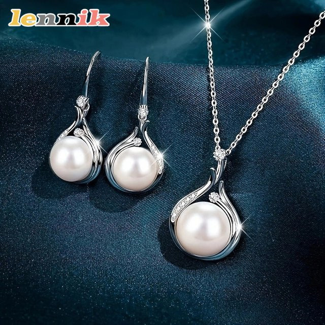 LENNIK Schmuck-Set, Halskette, Ohrring, Perle, Silber, Damen - Bild 1