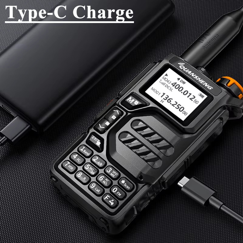 Quansheng UVK5 Walkie Talkie Vollband 50-600 MHz mit USB-C Ladegerät, Schwarz - Bild 2