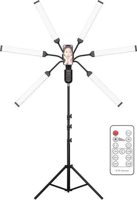 Andoer Flexible 6-Arme LED Videoleuchte 60W Bicolor Dimmbar Schwarz - Bild 1