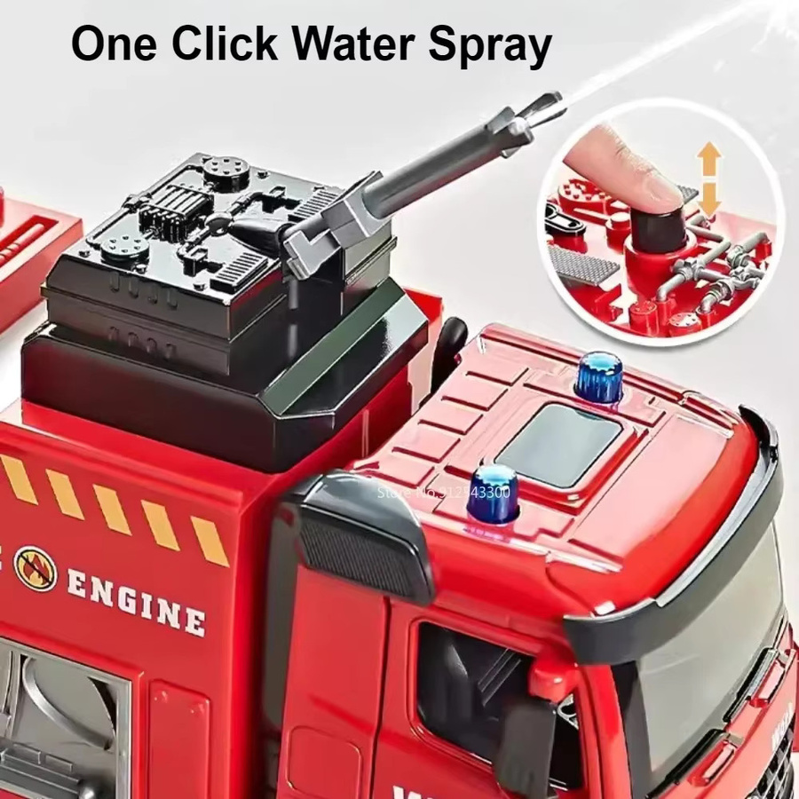 MINI AUTO Leiter Feuerwehrauto Modell, 1:18, mit Musik, Wasserspray, Metall - Bild 6