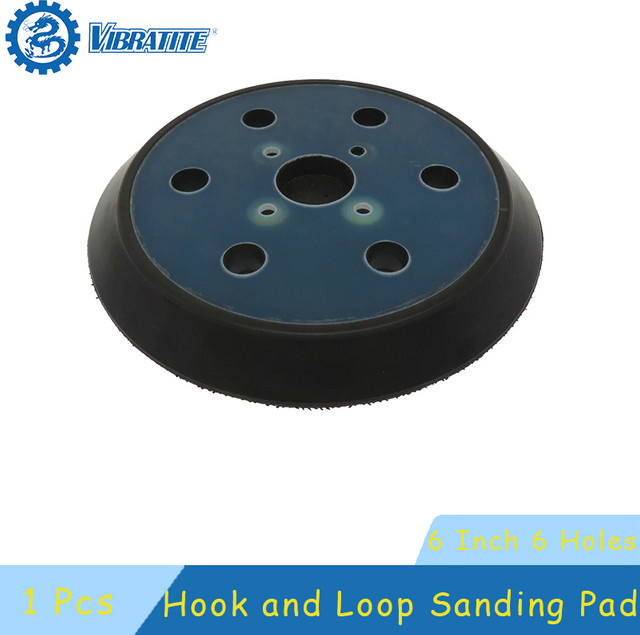 VIBRATITE 6 Zoll 6-Loch-Schleifpad mit Klettverschluss als staubfreier Ersatz-Trägerplatte für Exzenterschleifmaschinen, Durchmesser: 150 mm - Bild 1