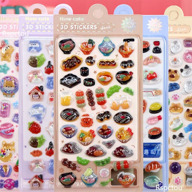 Rspctou 3D Puffy Sticker, Cartoon-Tier-Serie, Relief-Aufkleber - Bild 1