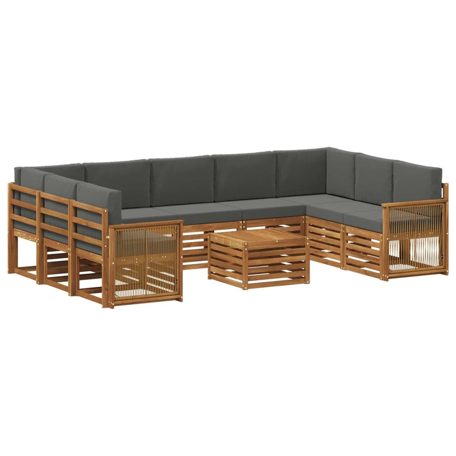 vidaXL Sofagarnitur aus Massivholz Akazie in Anthrazit mit Latten-Design und Armlehnen - Bild 2
