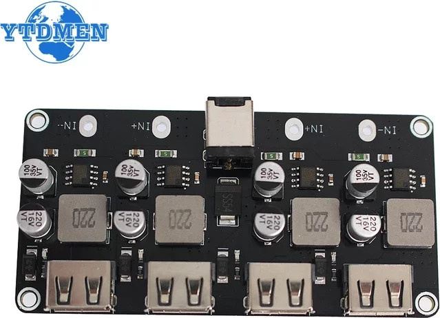 YTDMEN USB QC3.0 QC2.0 DC-DC Buck Converter Step-Down Modul Schnellladegerät Platine in Schwarz - Bild 1