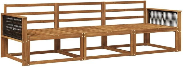 vidaXL Outdoor-Sofagarnitur aus Massivholz Akazie in Braun mit 3 Mittelsesseln und 2 Armlehnen im Lamellen-Design - Bild 1