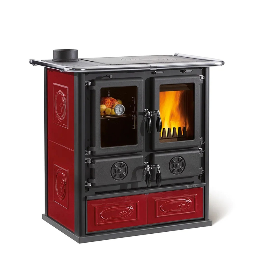 La Nordica Holzherd Rosetta Sinistra Keramik in Bordeaux Rot mit 7,9 kW - Bild 2