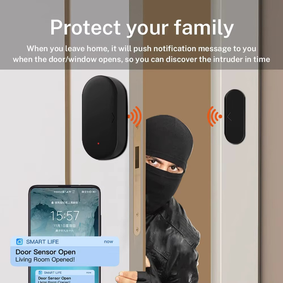 Tuya Zigbee 3.0 Türsensor und Fenstersensor in Schwarz für Smart Home mit Smart Life App Kompatibilität für Alexa und Google Assistant - Bild 3