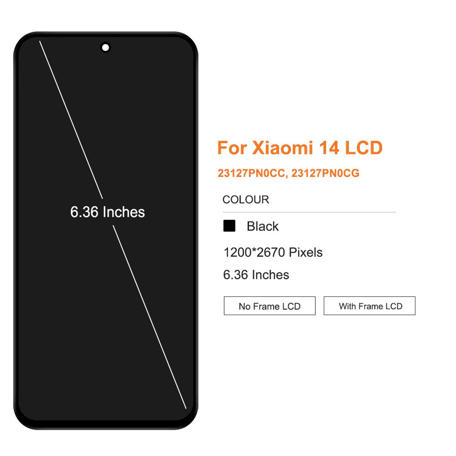 Xiaomi Mi 14 Ersatz-LCD-Display mit Touchscreen AMOLED 6,36 Zoll 120Hz in Schwarz, kompatibel mit den Modellen 23127PN0CC und 23127PN0CG - Bild 4