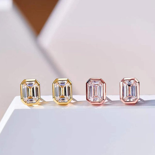 Huitan Ohrstecker, Goldfarbe/Roségoldfarbe, Zirkonia, Damen - Bild 1