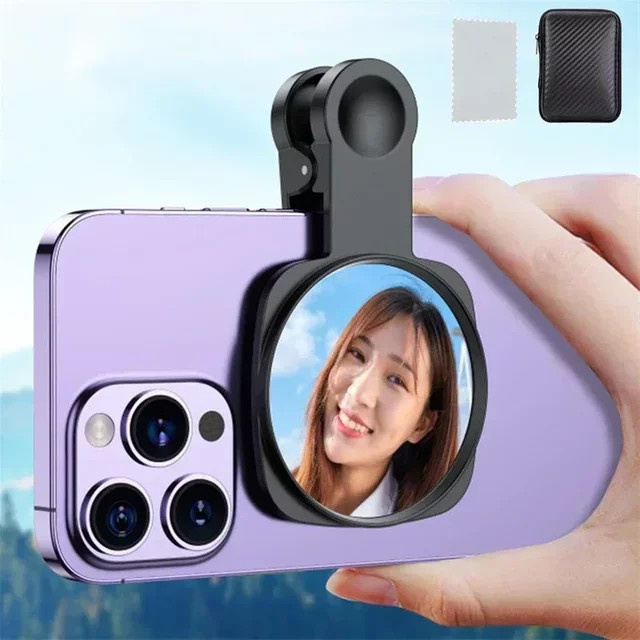 Smartphone Kamera Objektiv Selfie Spiegel Clip Kit für iPhone und Samsung in Schwarz - Bild 1