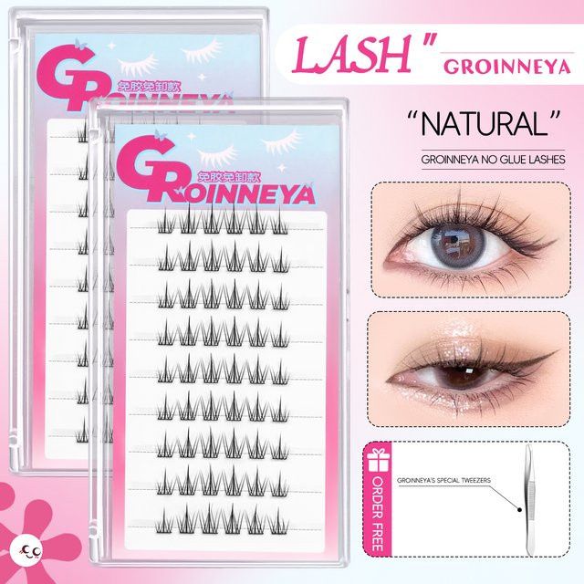GROINNEYA Wimpern Cluster Set, Manga Wimpern, natürlich - Bild 1