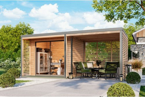Karibu Gartenhaus Abelbeck in Braun mit B/H/T: 276 x 231,5 x 276 cm - Bild 1