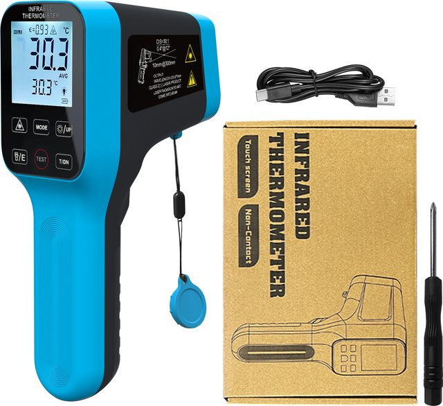 HOLDPEAK HP-1600 Hochtemperatur-IR-Thermometerpistole Pyrometer in Blau mit Dual Laser und Touch-Tasten - Bild 1