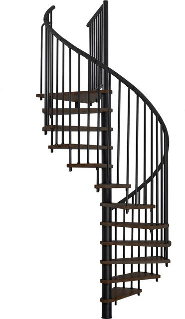 Minka Spindeltreppe Spiral Effect in Walnuss und Schwarz mit Ø 140 cm für eine Raumhöhe bis 305 cm - Bild 1