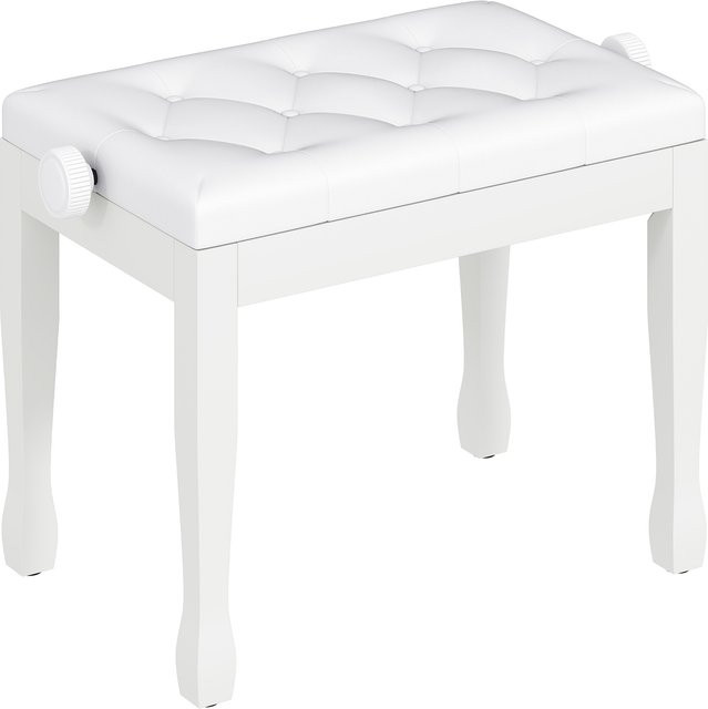 HOMCOM Klavierhocker Höhenverstellbar in Weiß mit Kunstleder Kissen, B/T/H: 64 x 35 x 45-55 cm - Bild 1