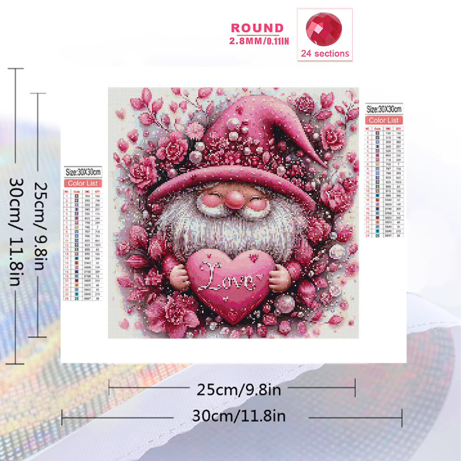 Momoart 5D DIY Diamantmalerei Gnome Porträt Cartoon Zwerg Mosaik Bild mit Herz-Motiv B/H: 20 x 20 cm - Bild 2