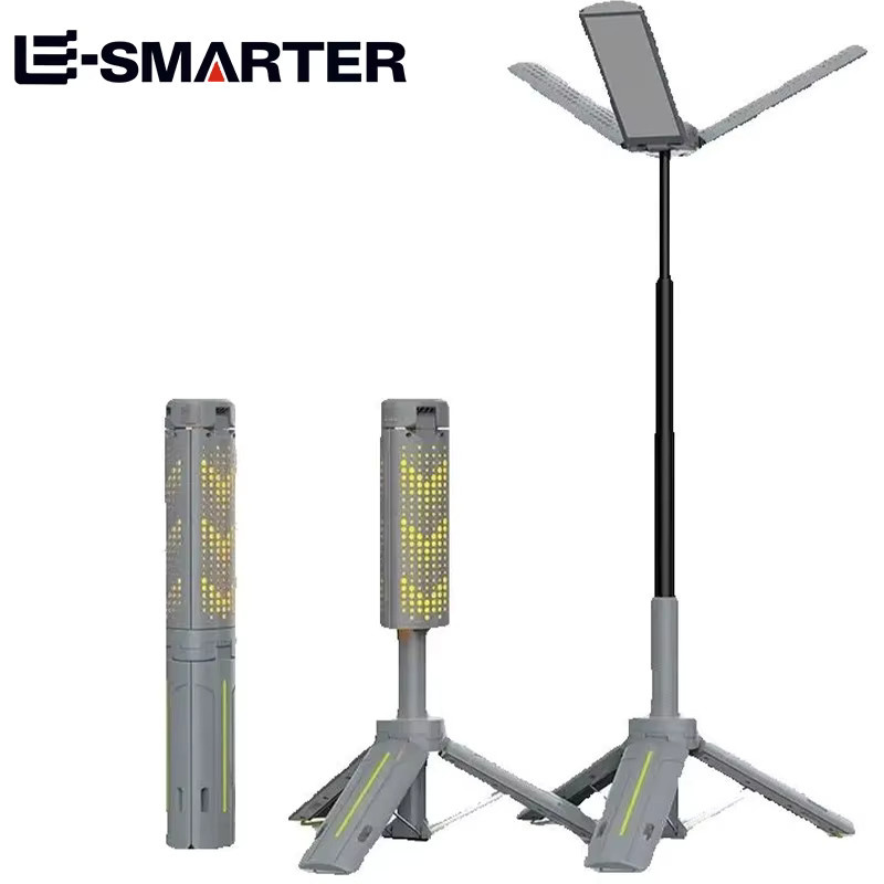 ESMARTER Multifunktionale Faltbare Campinglampe Grau, Wiederaufladbare Tragbare Arbeitsleuchte mit 1000 Lumen und Stativ für Outdoor, Garten und Arbeit - Bild 3