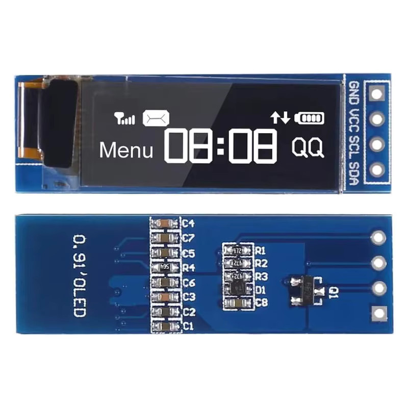 AOKIN I2C OLED-Displaymodul 0,91 Zoll SSD1306 LCD-Anzeigemodul in Weiß/Blau mit 4-Pin-Anschluss für DC 3,3V/5V - Bild 2