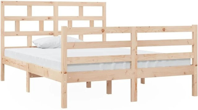 vidaXL Massivholzbett aus Kiefer mit Lattenrost in Modernem Design, B/T/H: 141 x 195,5 x 100 cm - Bild 1