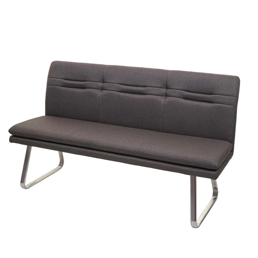 BERLINLODGE Sitzbank Modern mit Rückenlehne aus Stoff und Edelstahl Gebürstet, Farbe Grau-Braun, B: 160 cm, T: 90 cm, H: 59 cm, Sitzhöhe: 49 cm - Bild 2