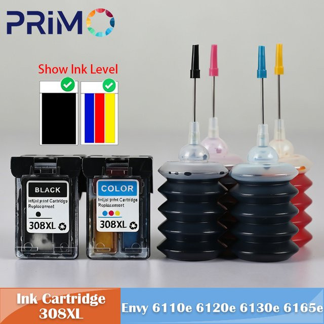 HP 308XL Nachfüllbare Tintenpatrone Multicolor, wiederaufbereitet für HP Envy 6110e 6120e 6130e 6165e 6520e 6530e und DeskJet 2900 Inkjet Drucker - Bild 1