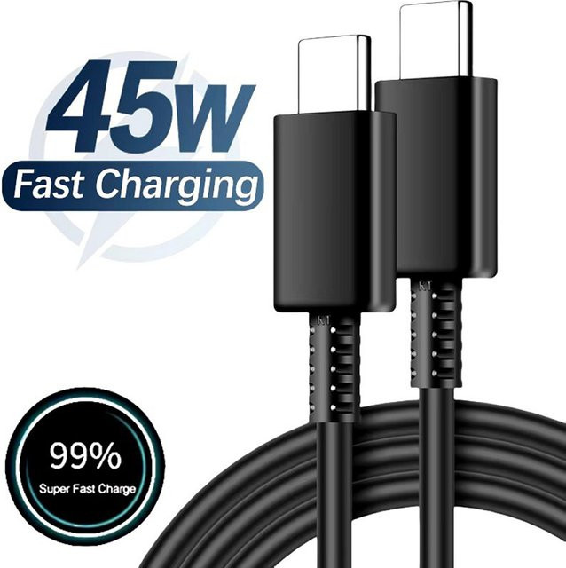 PD 45W Dual USB-C Schnellladekabel 5A mit Datenübertragung in Schwarz - Bild 1