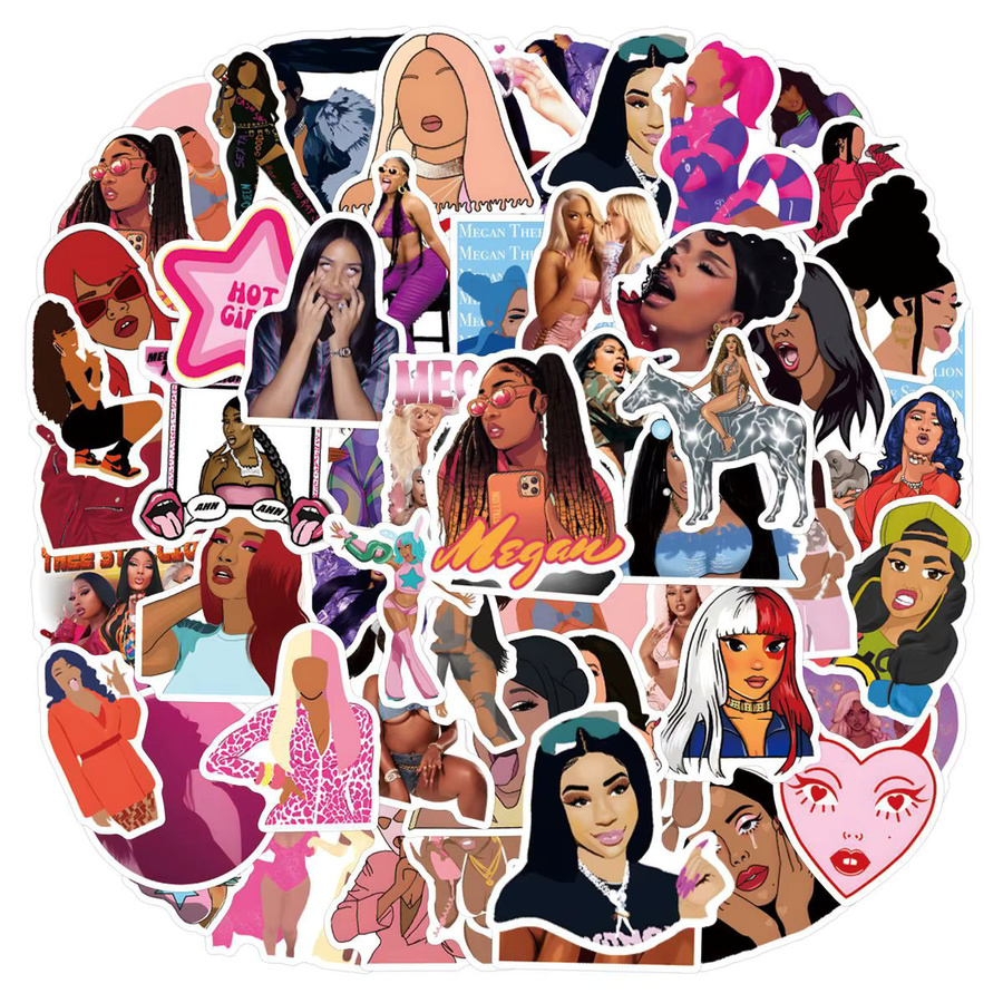 Bandai Megan Thee Stallion Dekorative Schreibwaren-Aufkleber, 55-teiliges Set, multicolour - Bild 2