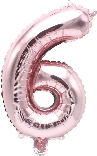 Rico Design Folienballon Zahl 6 in Rosa, Höhe: 36 cm - Bild 1