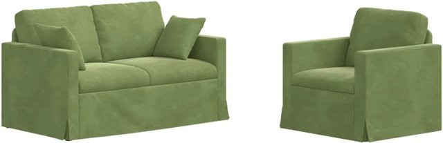 vidaXL Sofa Set 2-teilig in Hellgrün aus Samt mit Metallrahmen, B/T/H: 138 x 78 x 80 cm - Bild 1