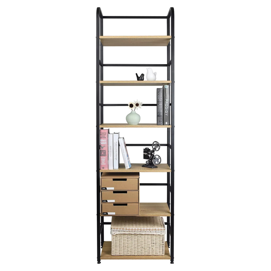 WOLTU 6-stufiges Leiterregal in Licht Eiche, freistehendes Eckregal als Organizer für Wohnzimmer, Küche oder Badezimmer, B/T/H: 50 x 30 x 176 cm - Bild 2
