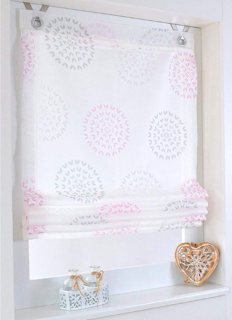 Raffrollo Heine Home in Pink, White und Multicolour, semi-transparent, 45 cm Breite - Bild 1