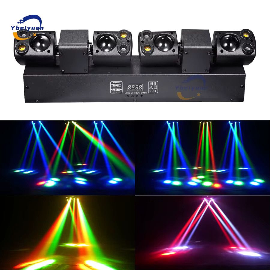 Ybeiyuan 80W LED Dual-Head Moving Head Effektlicht mit Rot, Grün und Gelb Laser sowie Flash und DMX512 Steuerung für DJ, Disco und Bühne - Bild 4
