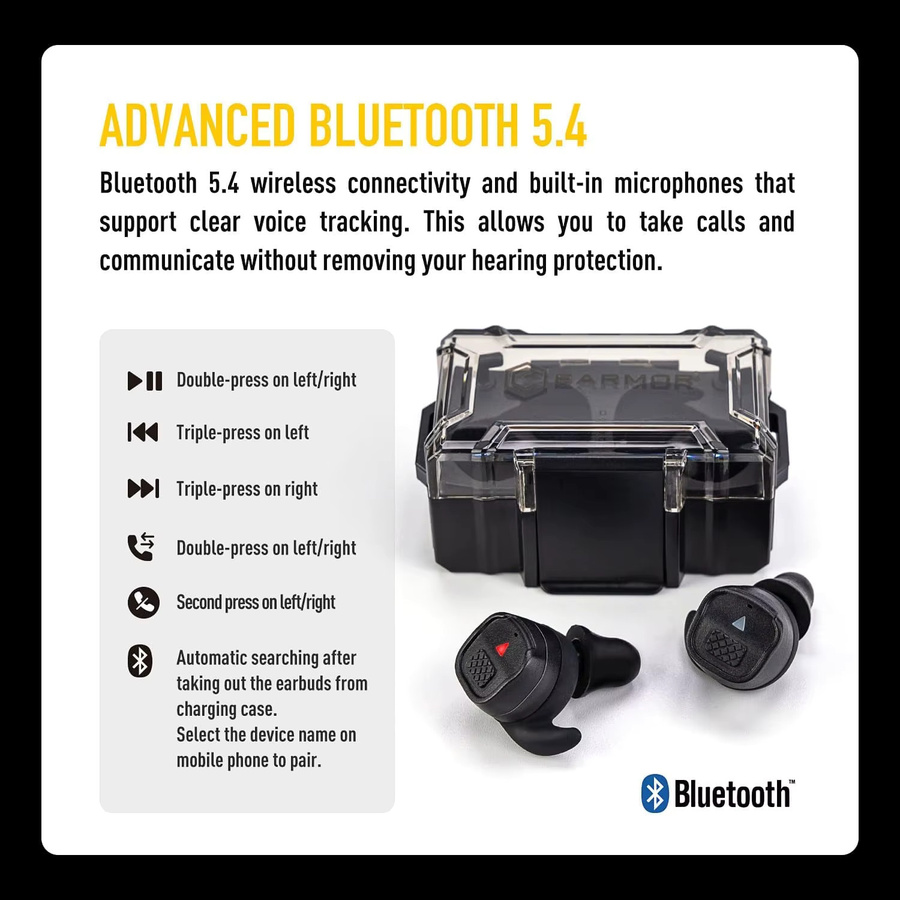 EARMOR M20T PRO In-Ear Gehörschutz Schwarz mit 30dB NRR, wasserdicht und windresistent für Jagd und Schießstand - Bild 4