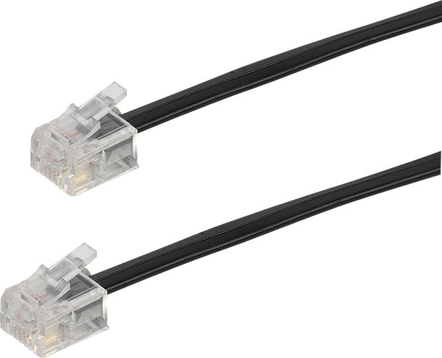 Vivanco RJ11 Anschlusskabel mit RJ11-Stecker 4p4c auf RJ11-Stecker 4p4c in Schwarz, 10m - Bild 1