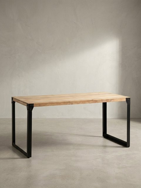 Esstisch Industrial aus Massivholz Akazie und Metall in Braun und Schwarz, B/T/H: 180 x 90 x 76 cm - Bild 1