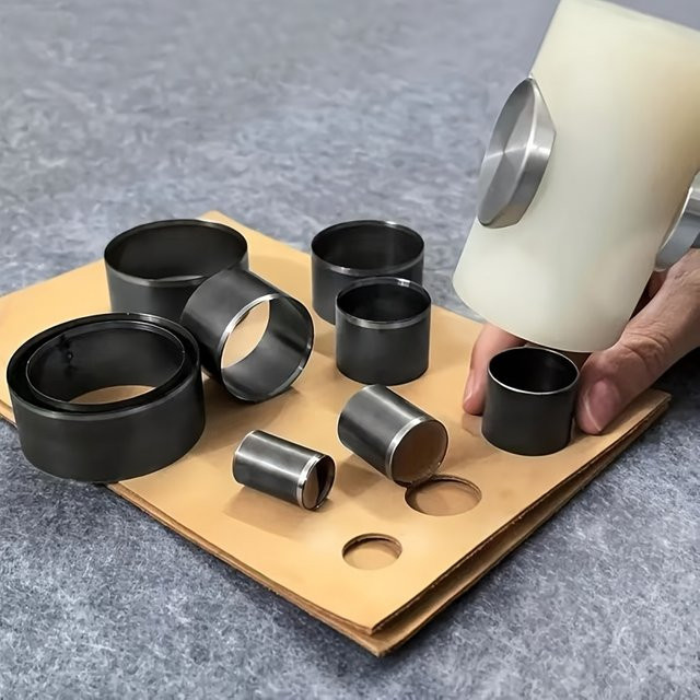 30-teiliges Set handgefertigte Lederstanzen in Silber aus Metall mit kreisförmigen Blumenformen von 1 bis 50 mm - Bild 1