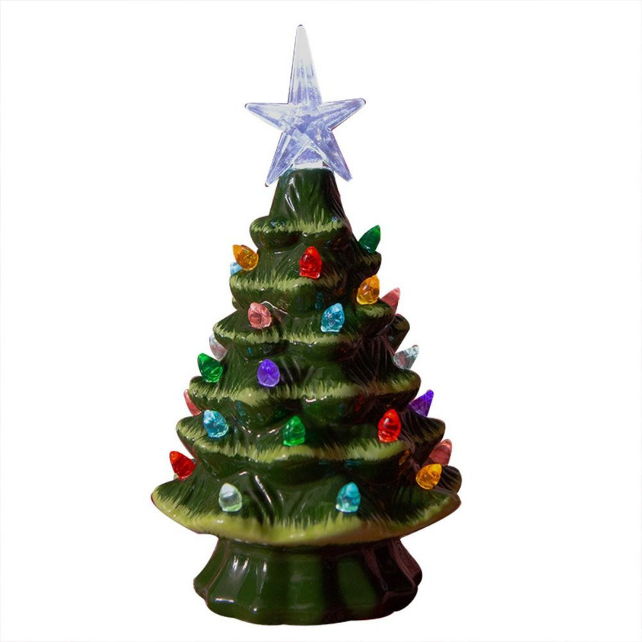 Beleuchteter Keramik-Weihnachtsbaum von DIYelecs in Multicolour, Tischdekoration für Weihnachten, Höhe: 18,8 cm - Bild 2