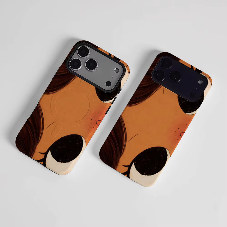 CaseLumi Matte Bumper MagSafe Schutzhülle für iPhone 17 16 15 14 13 Pro Max mit Augen-Kunst-Design in Orange - Bild 2