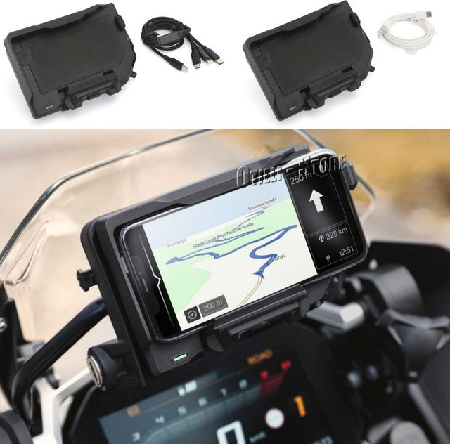 BMW Motorrad USB Drahtlose Ladehalterung für Telefon und Navigation für S1000RR S1000XR F900XR F900R C400X C400GT R1250RT R1250RS mit USB-C Anschluss in Schwarz oder Weiß - Bild 1