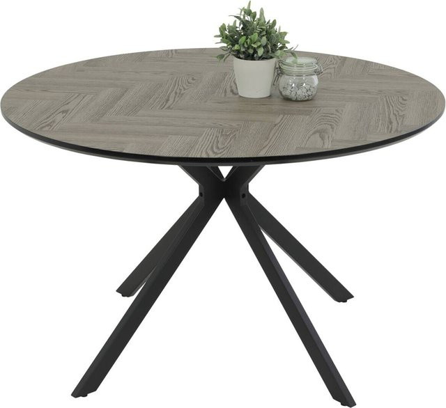 Esstisch Hela modern rund in Grau und Schwarz, B/H: 120 x 76 cm - Bild 1