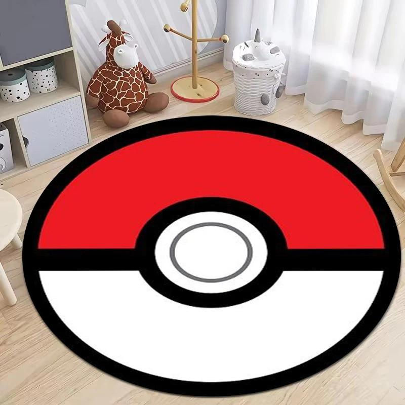 Runder Teppich mit Pokeball Muster von Karpetti in Rot, Durchmesser: 100 cm - Bild 2
