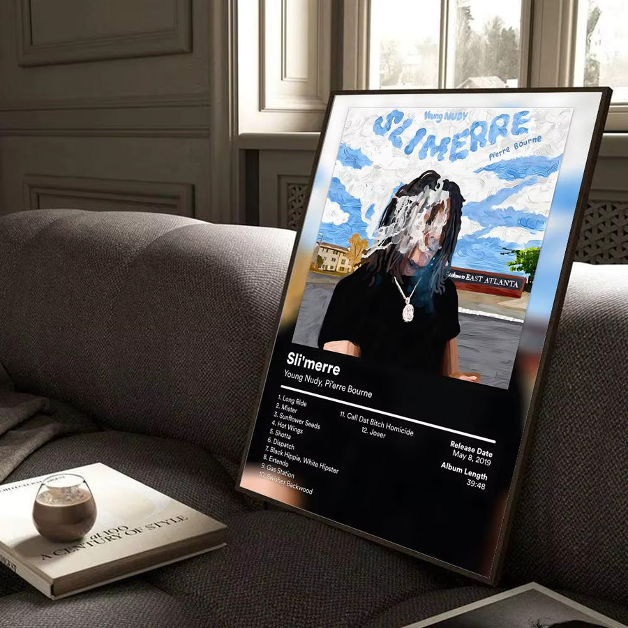Y-Young Nudy Rapper Musikposter, selbstklebender Wanddruck aus Papier, schwarz/mehrfarbig, Rechteckig - Bild 4