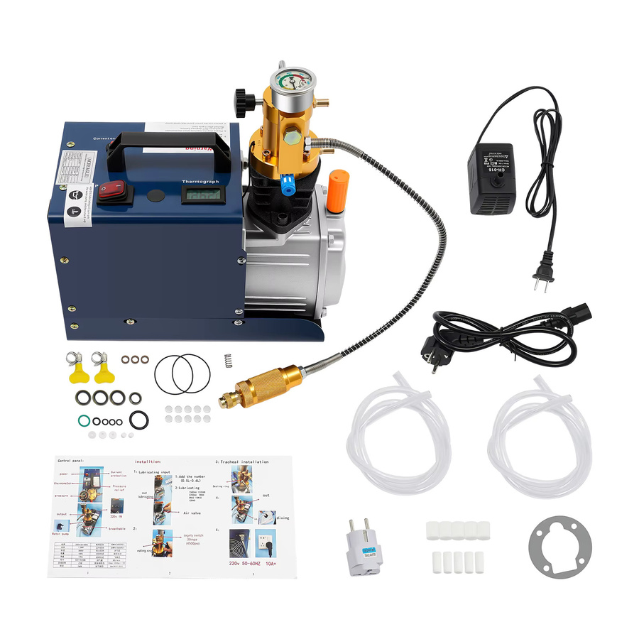 Bymaocar 1800W PCP Luftkompressor, wassergekühlte Hochdruck-Luftpumpe in Blau und Silber mit integriertem Kondensatorfilter - Bild 8